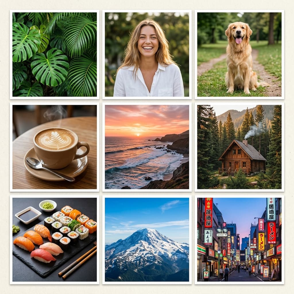 3x3 photo grid collage example with nine photos made using a free online collage maker